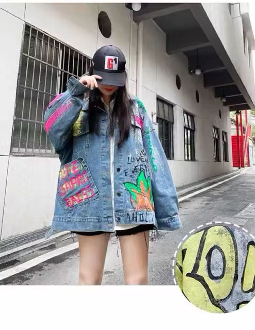 グラフィティ オーバーサイズ ペイントデニムジャケット