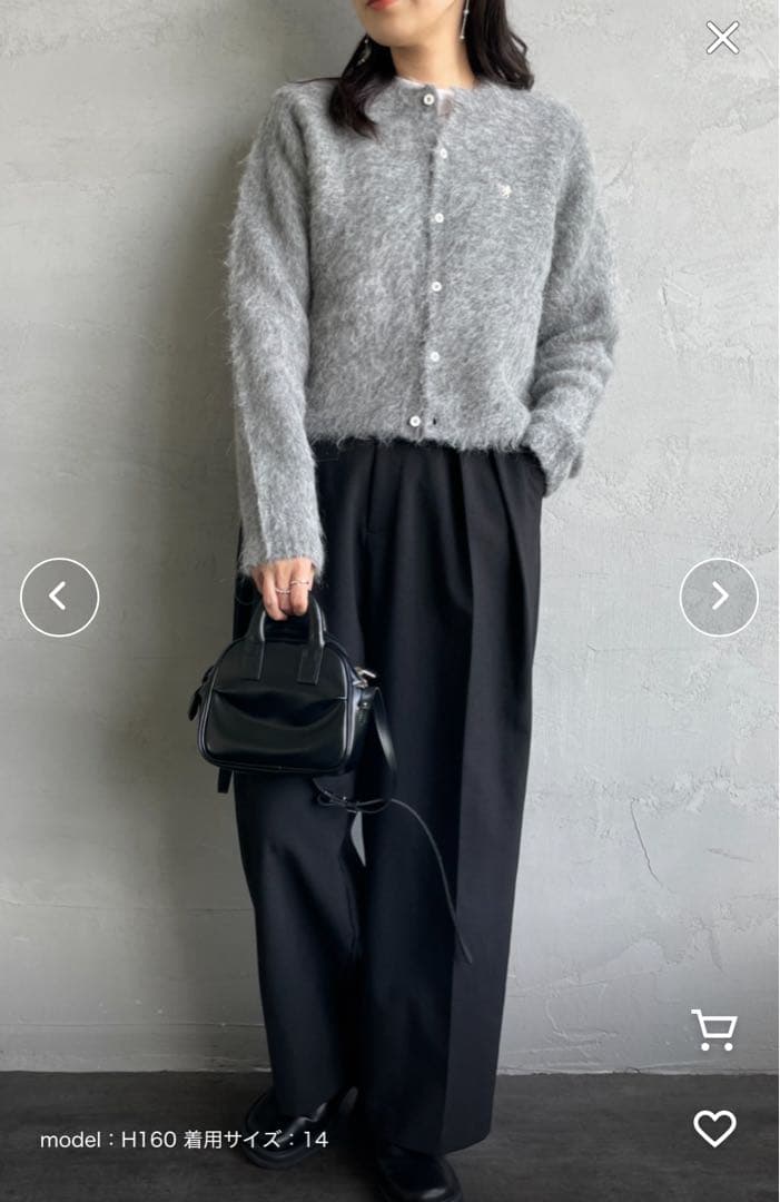 GYMPHLEXジムフレックスロゴ刺繍ショート丈 シャギーニットカーディガン