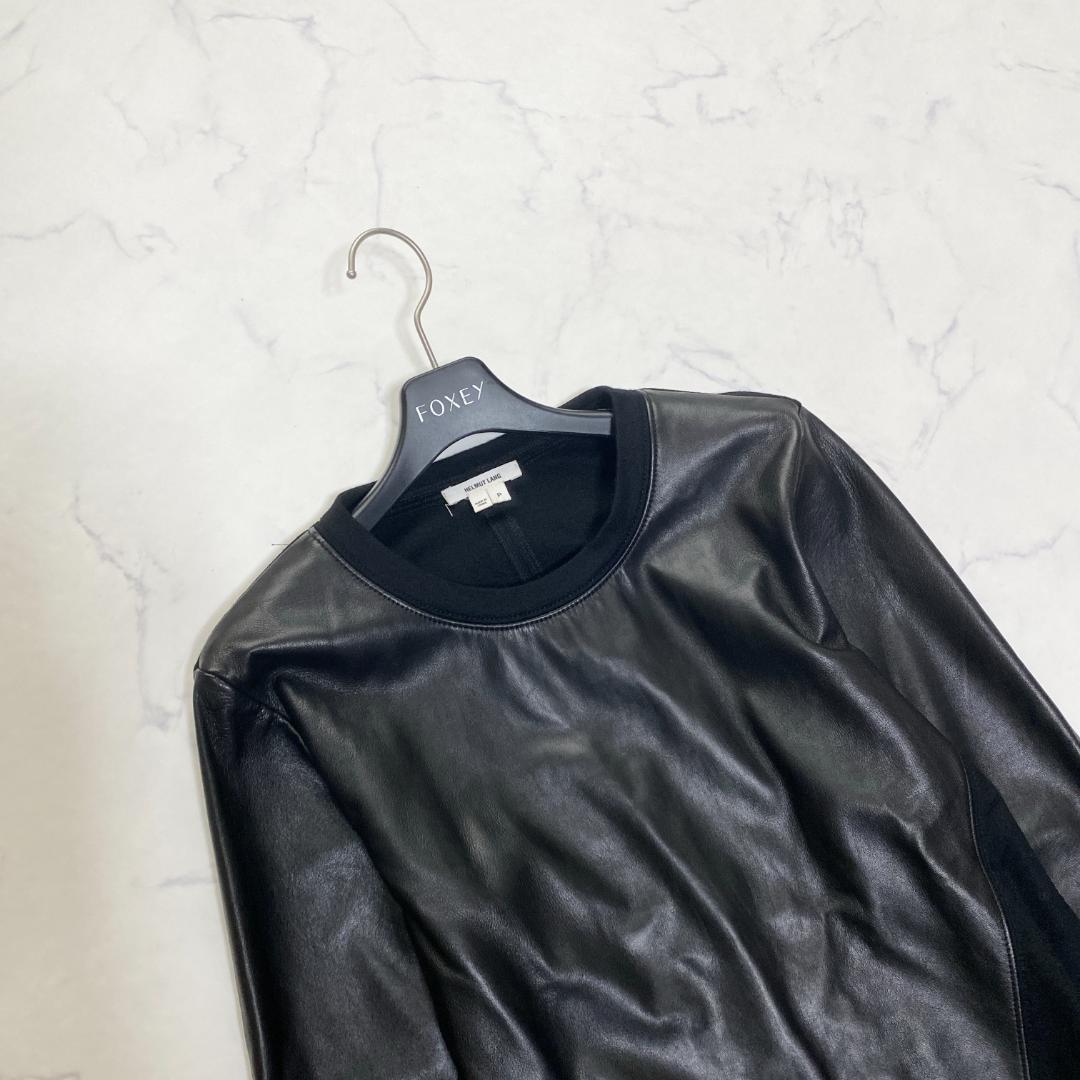 希少✨HELMUT LANG シープレザー 切替 カットソー 黒 P