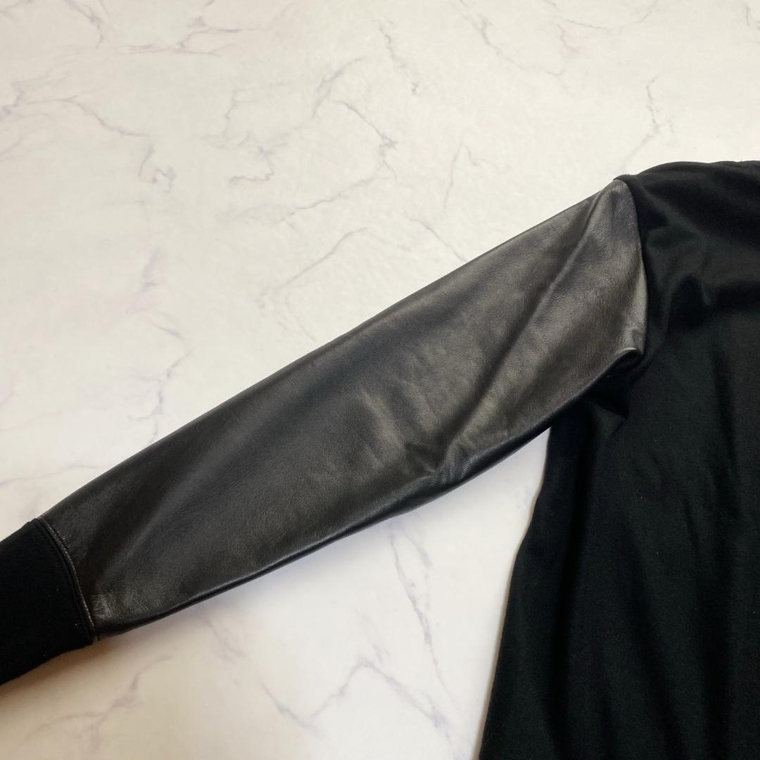 希少✨HELMUT LANG シープレザー 切替 カットソー 黒 P
