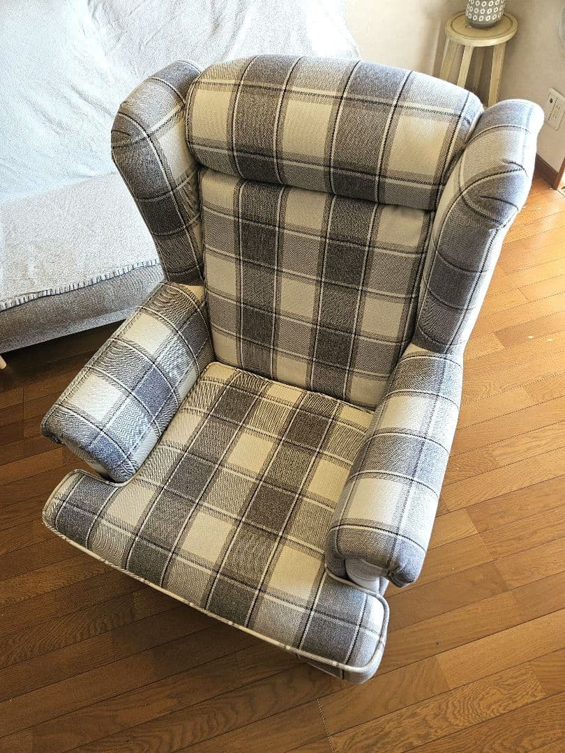 【引っ越し処分・最終価格】◎送料込み◎一人がけソファ チェック柄 ファブリック