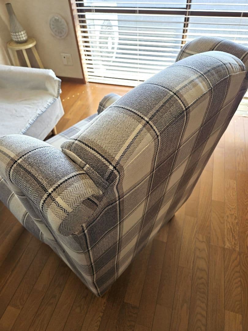 【引っ越し処分・最終価格】◎送料込み◎一人がけソファ チェック柄 ファブリック