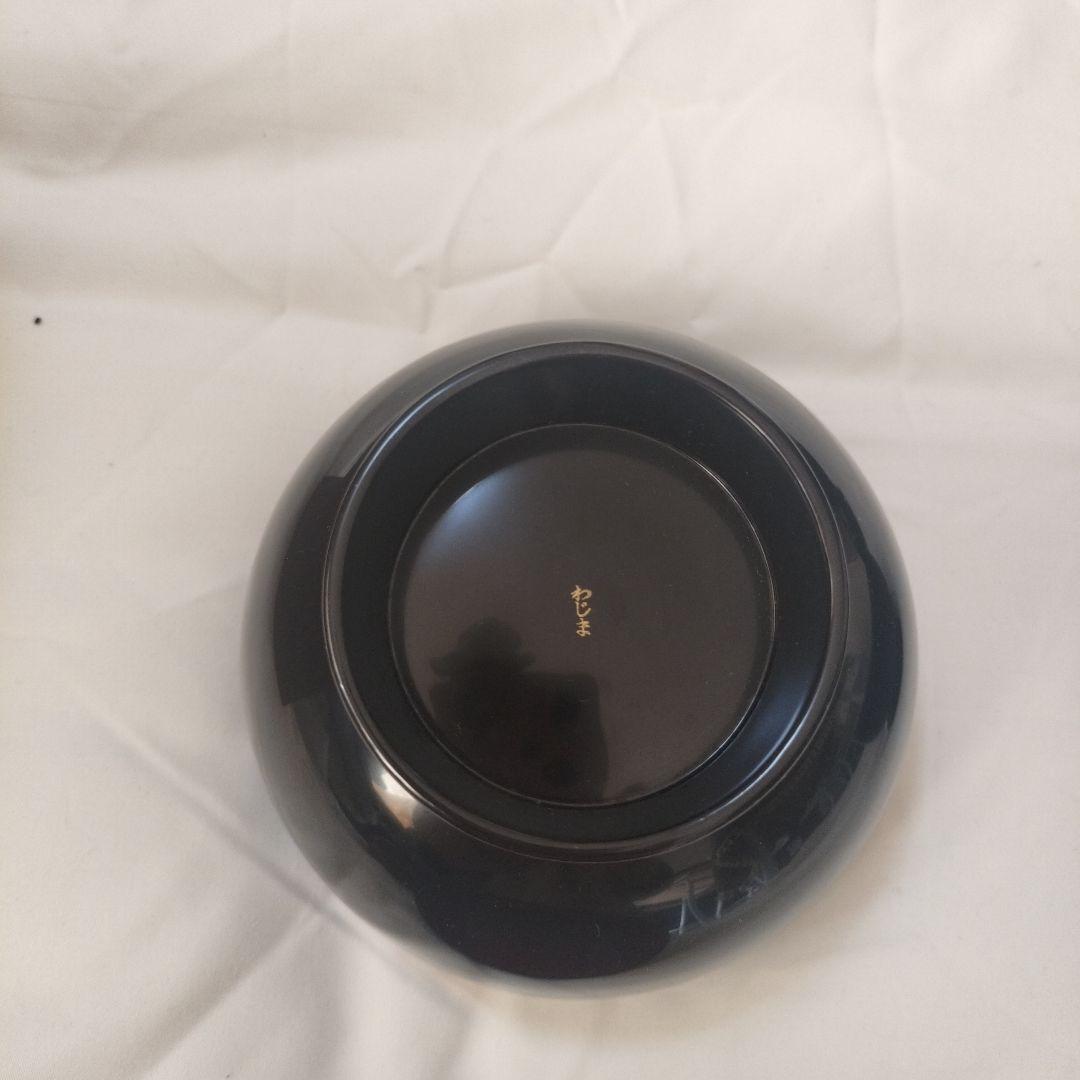 値下げ！輪島塗　漆器 高台椀 5個セット 黒赤 金色装飾