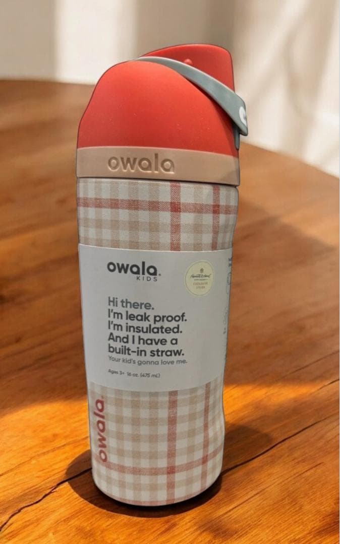 アメリカ限定 Owala 子ども用水筒 約475ml チェック柄