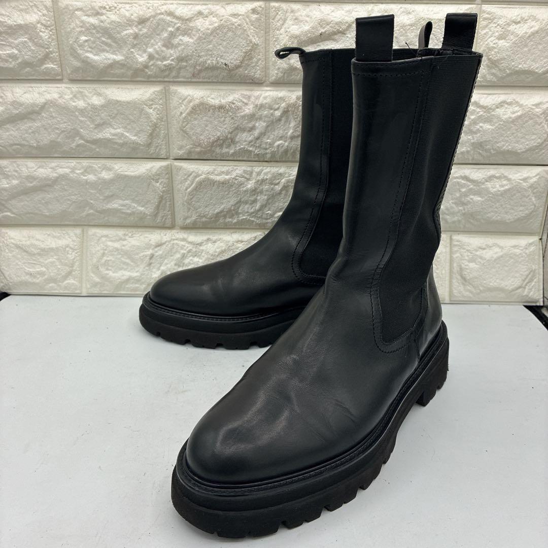 【良品】パスクッチ サイドゴアブーツ 38 チェルシーブーツ トラックソール 黒
