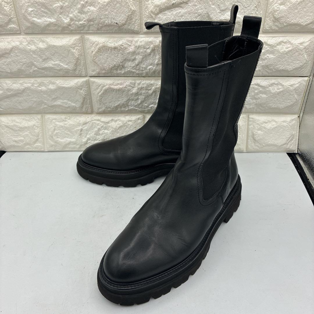【良品】パスクッチ サイドゴアブーツ 38 チェルシーブーツ トラックソール 黒