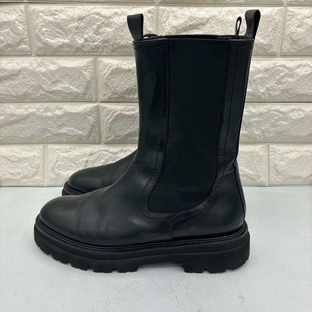 【良品】パスクッチ サイドゴアブーツ 38 チェルシーブーツ トラックソール 黒