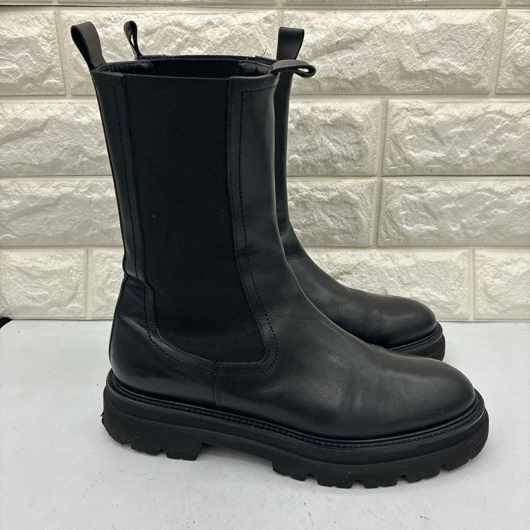 【良品】パスクッチ サイドゴアブーツ 38 チェルシーブーツ トラックソール 黒
