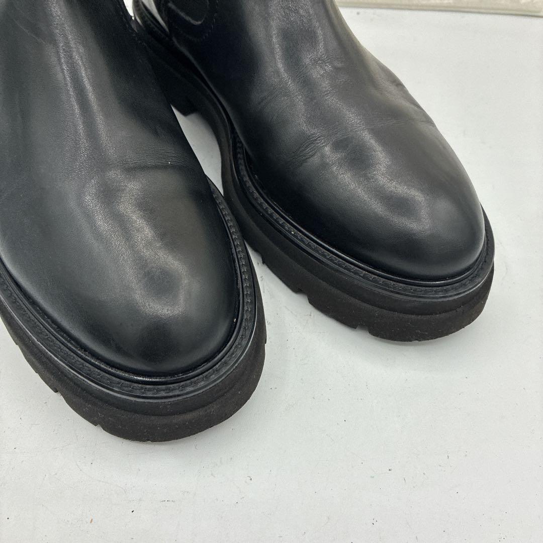 【良品】パスクッチ サイドゴアブーツ 38 チェルシーブーツ トラックソール 黒