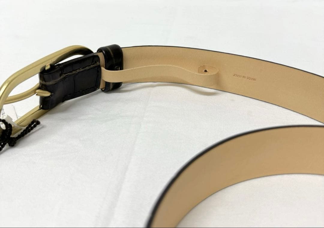 J.M. Davidson ブラウンクロコダイル型押レザー ベルト新品