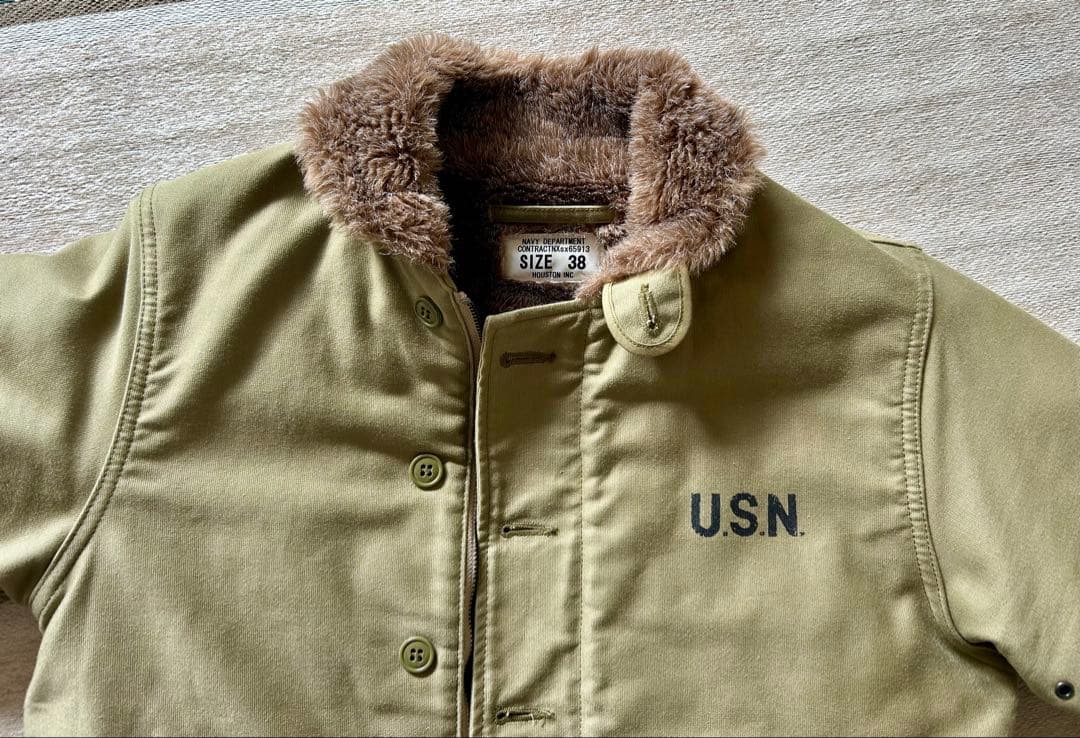 HOUSTON N-1 デッキジャケット 38 ヒューストン NAVYステンシル