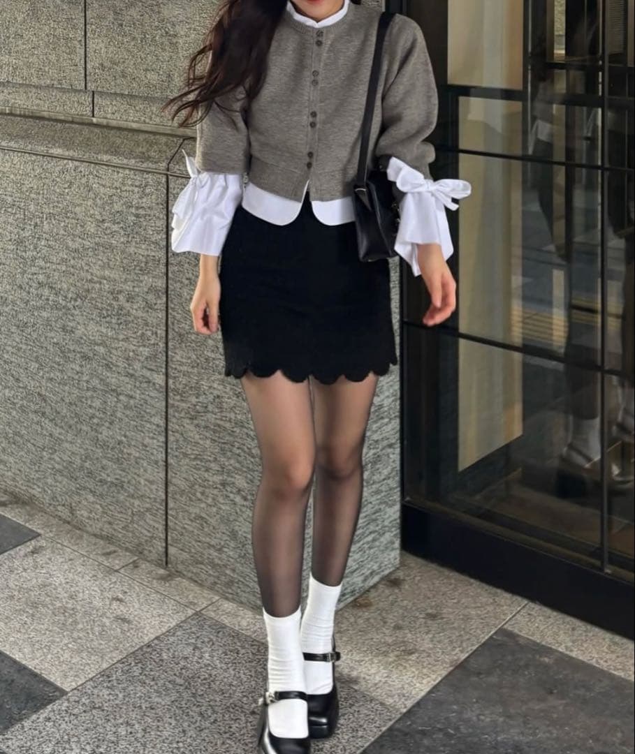 bibiy ANGELIQUE KNIT グレー カーディガン