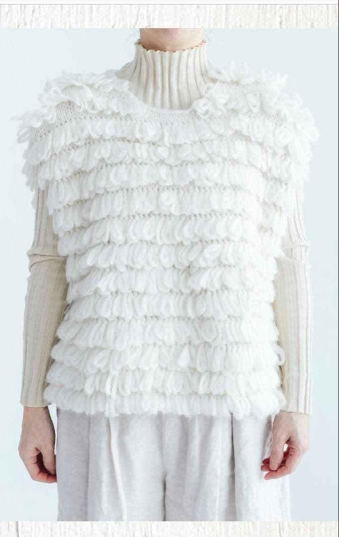 Ecru et Pousse Gauze# ハンドニットベスト新品未使用品