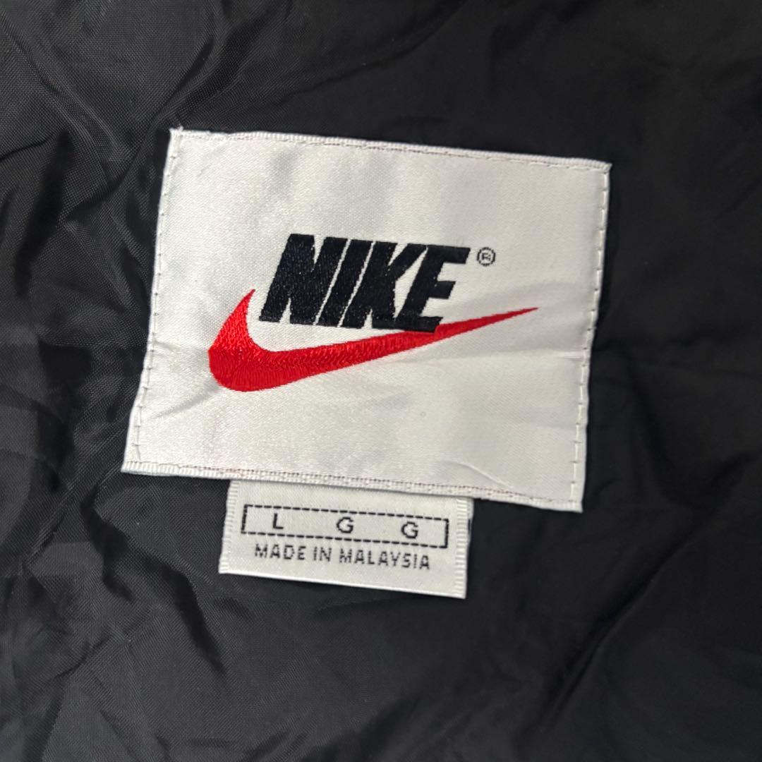 nikeナイキナイロンジャケット90sビッグロゴvintage古着ブラック刺繍L