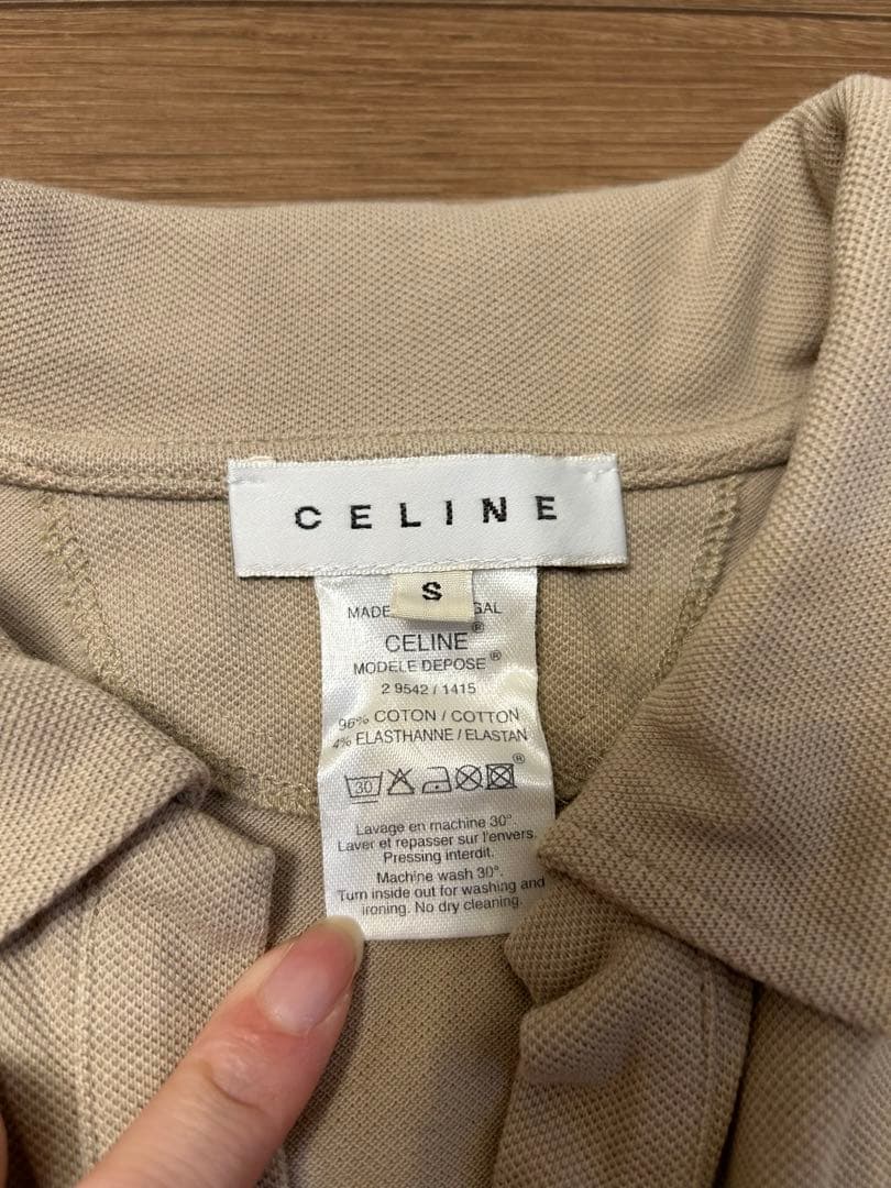CELINE ノースリーブポロシャツ S ベージュ