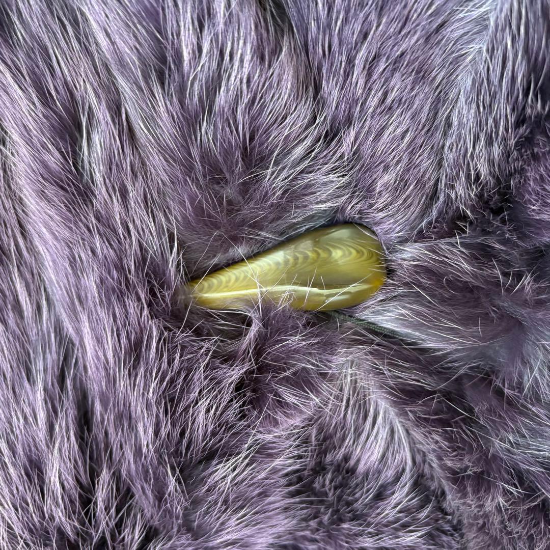 美品◆肉厚 リアルフォックス 染め パープル 毛皮コート 11号 Lサイズ