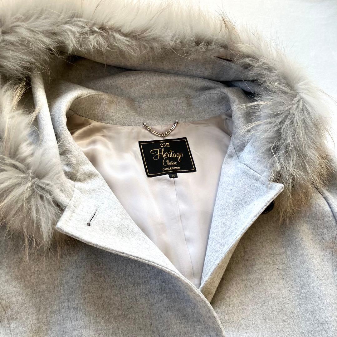 23区 ニジュウサンク ロロピアーナ ウールコート ラクーンファー 48