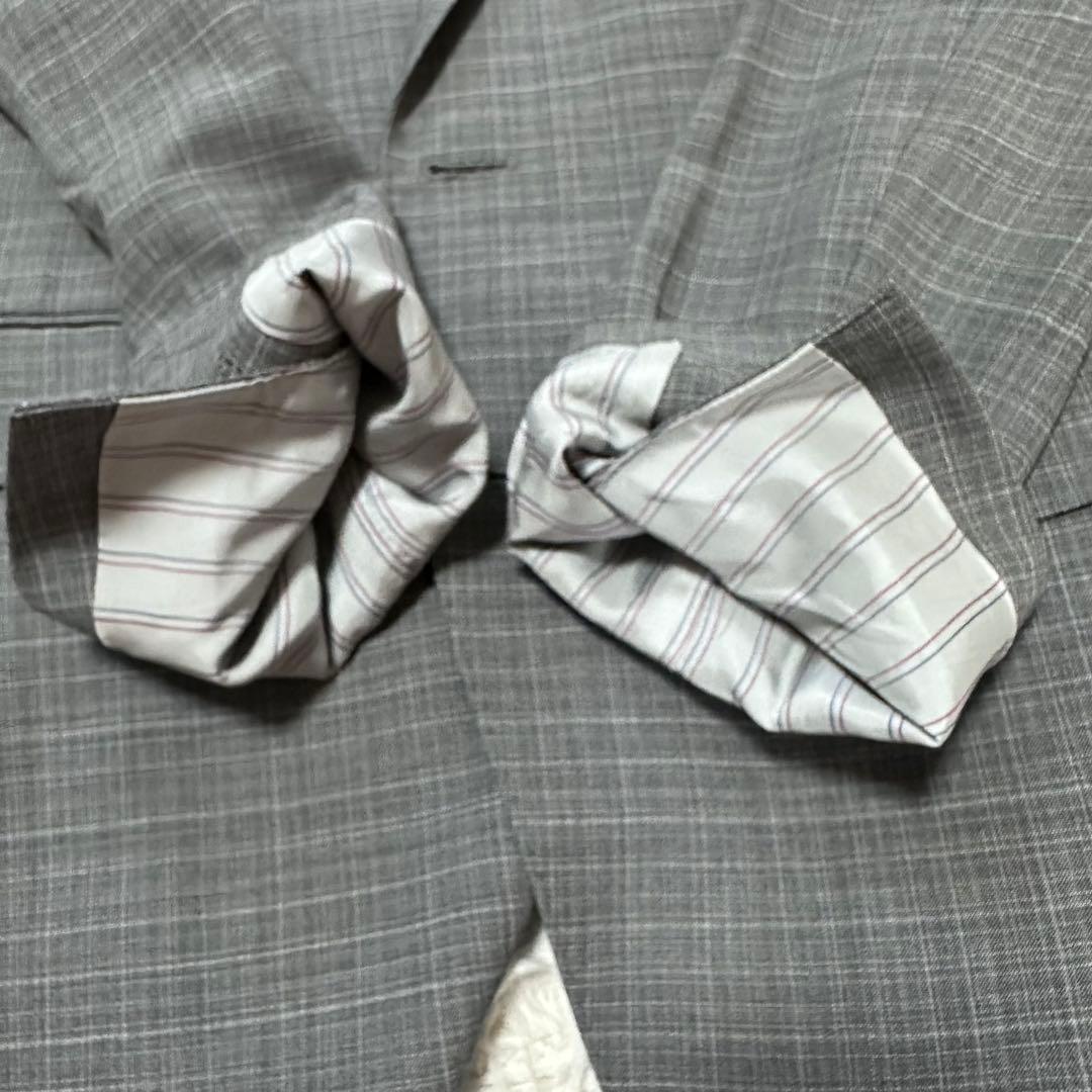 rrrSUIT SELECT FINTES生地 グレー チェック スーツ