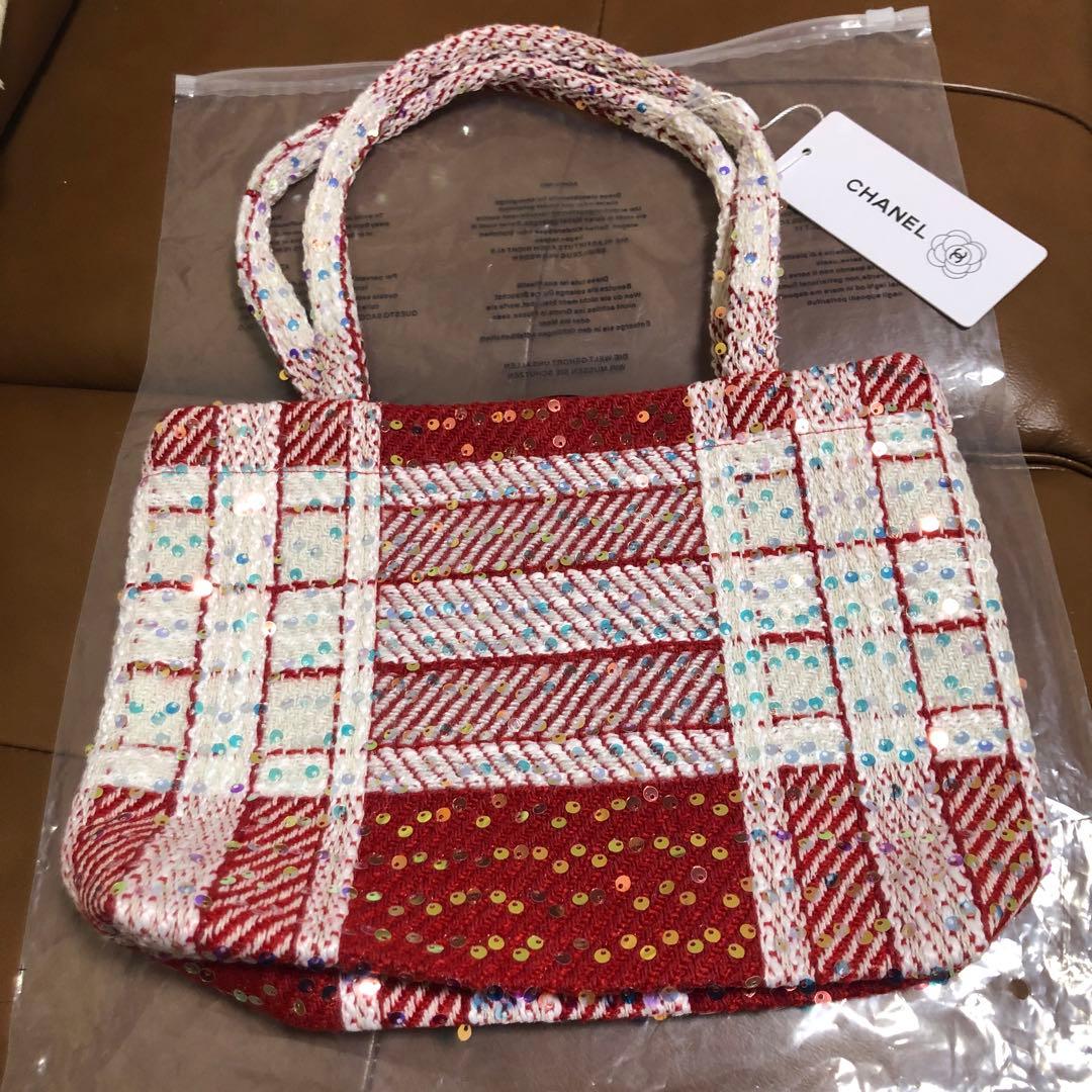 シャネル CHANEL バーガンディ スパンコール トートバッグ