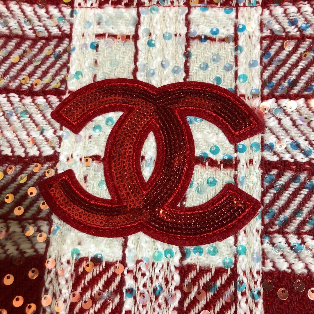 シャネル CHANEL バーガンディ スパンコール トートバッグ