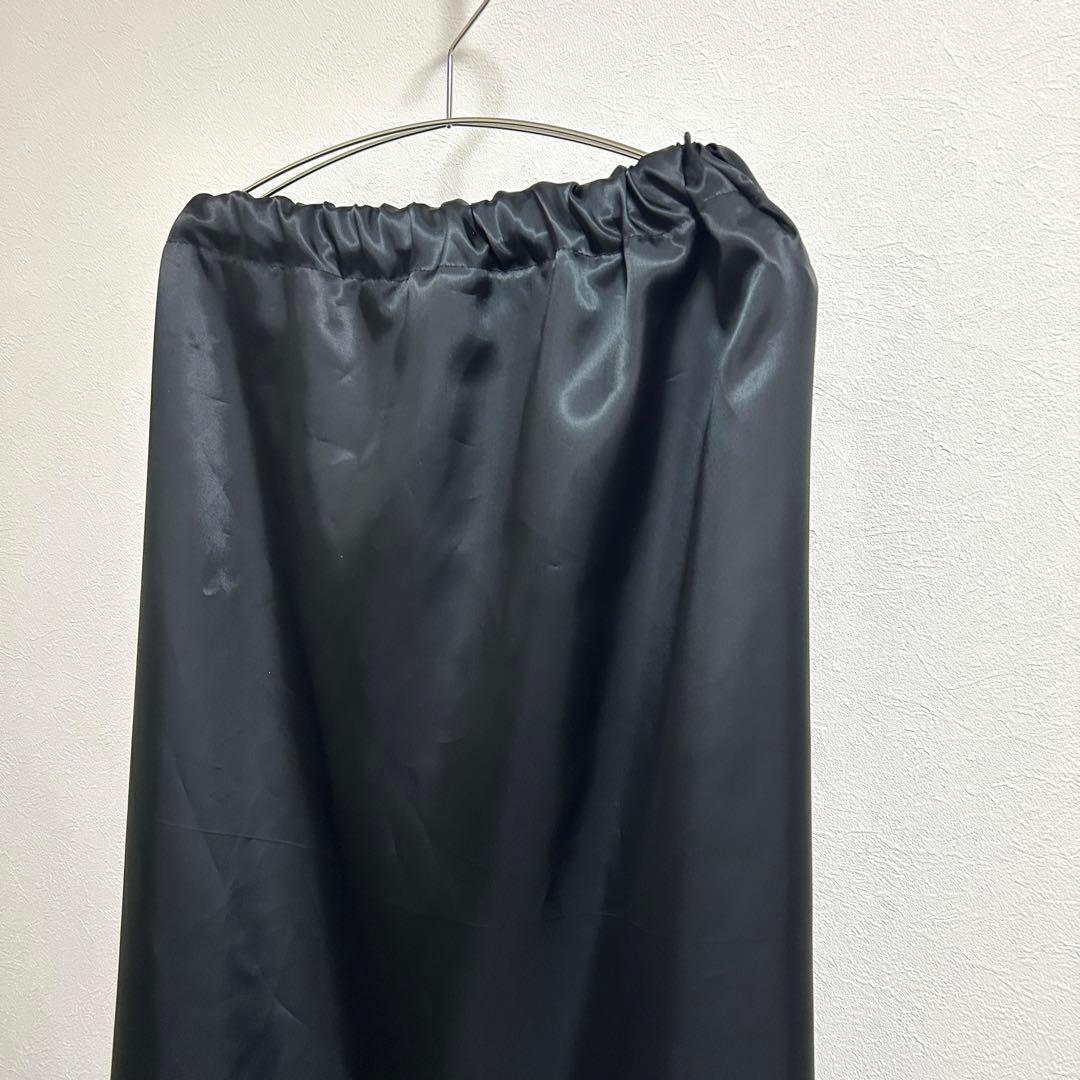 【YU-TA】スカート裾除け　サテン　黒　フリル3段　オーダー品