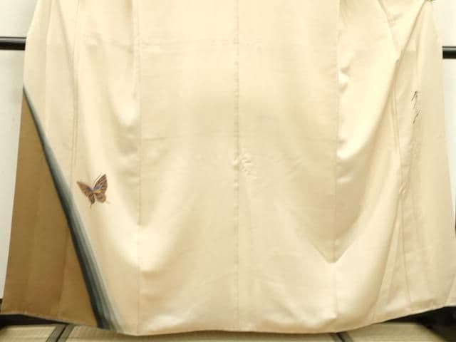 格安！値下げ！斉藤三才　 ベージュ蝶々グラデ　訪問着