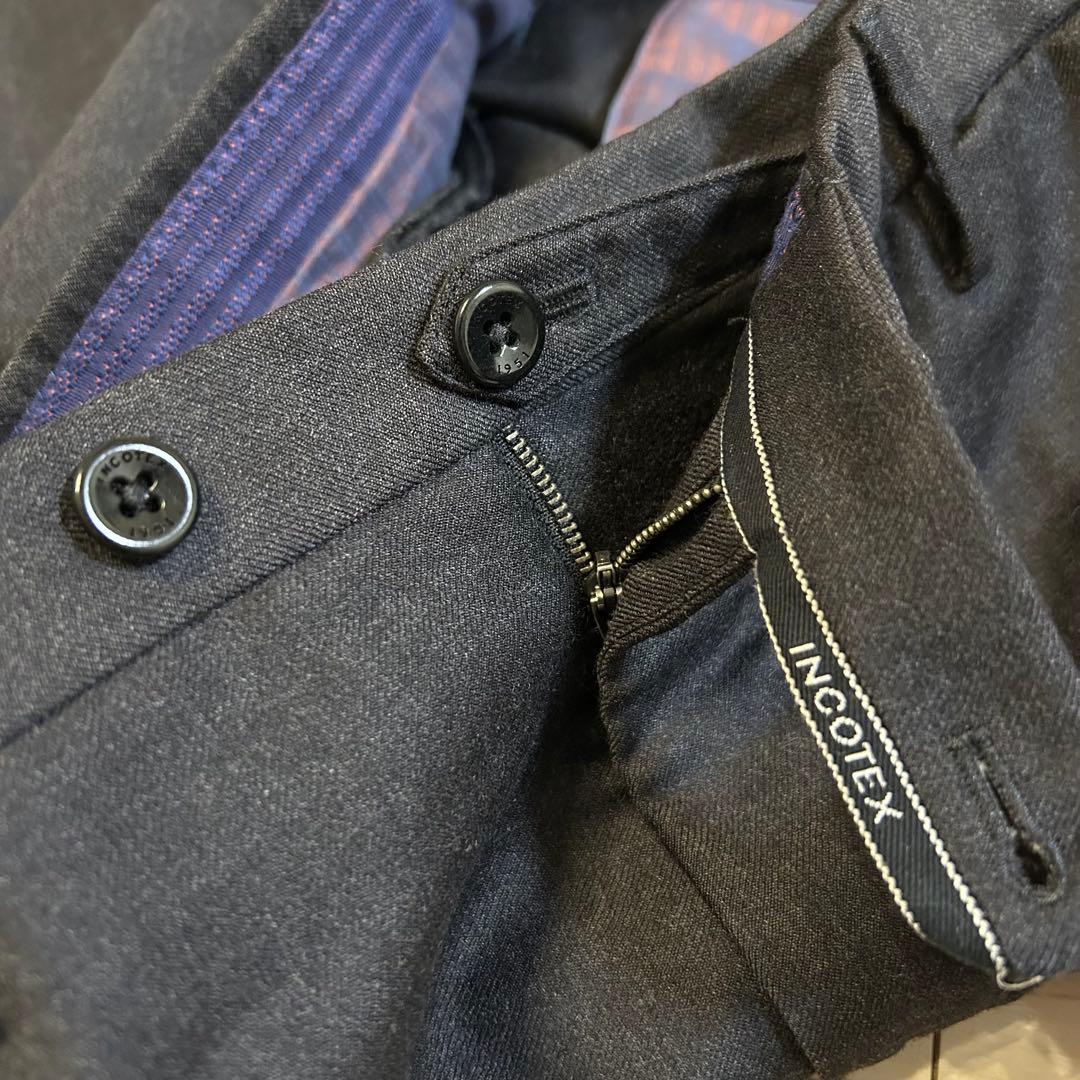 INCOTEX スラックス SUPER100’s 46 ダークグレー
