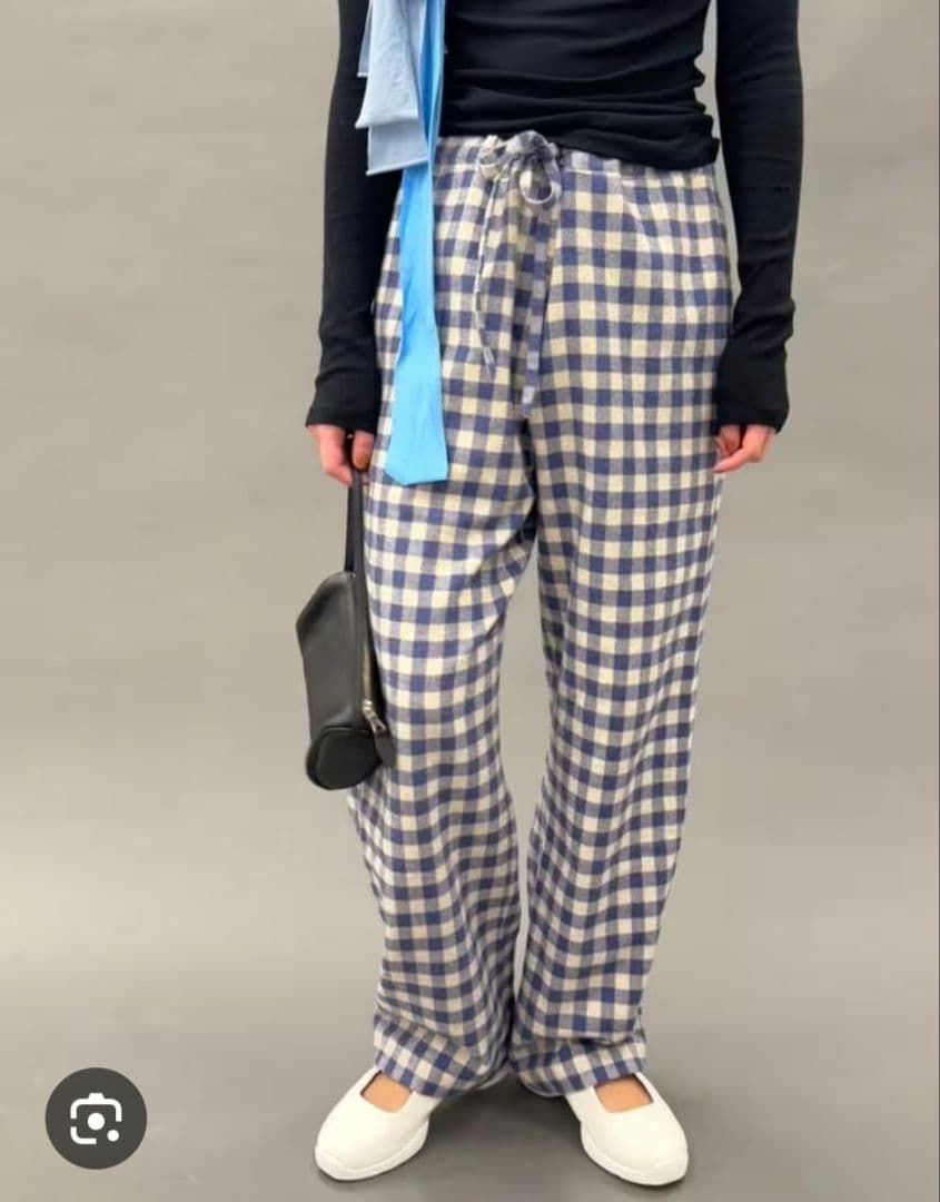 極美品 エディットフォールル とにかく楽ちんネルチェックパンツ