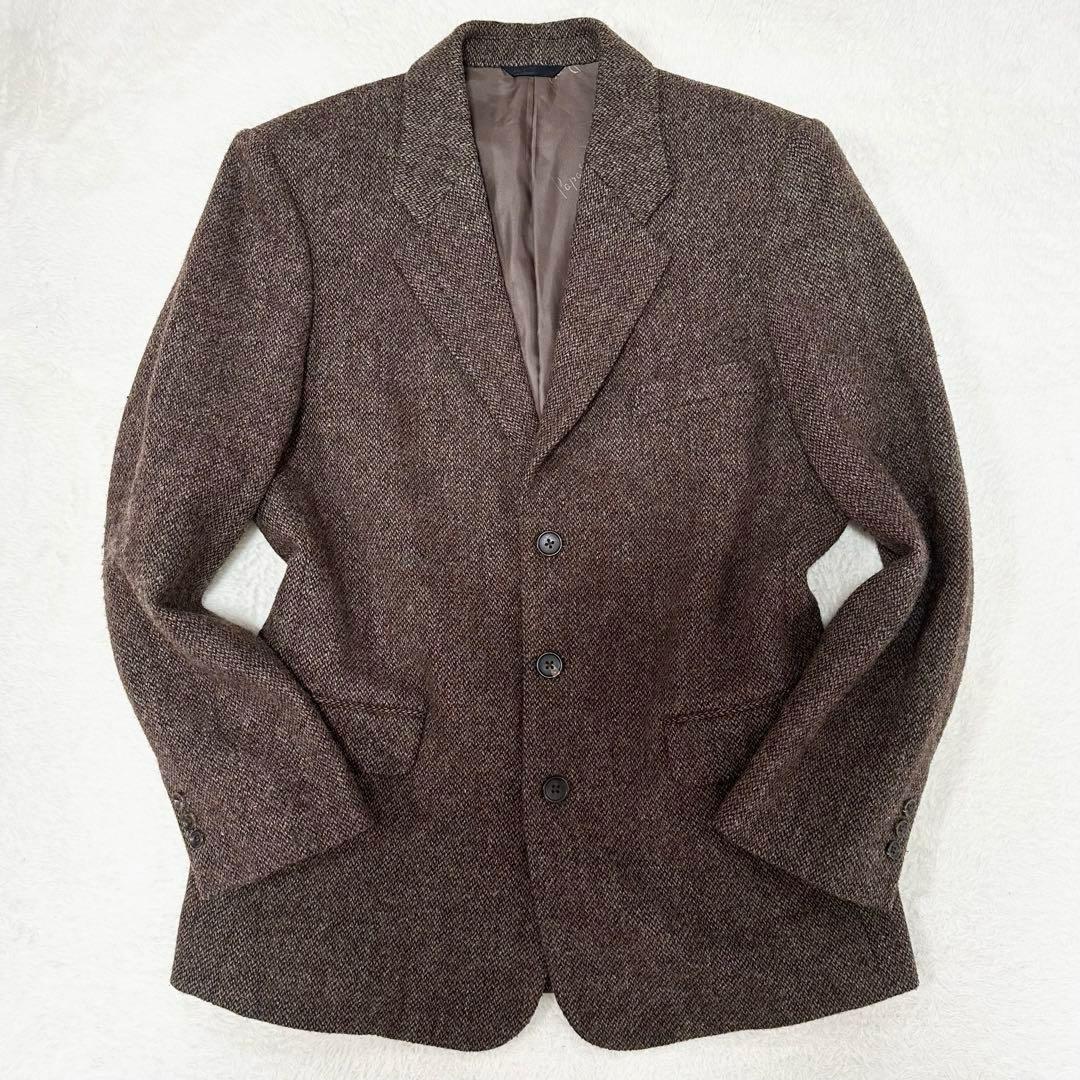 極美品✨パパス ハリスツイード テーラードジャケット ブラウン ツイード生地