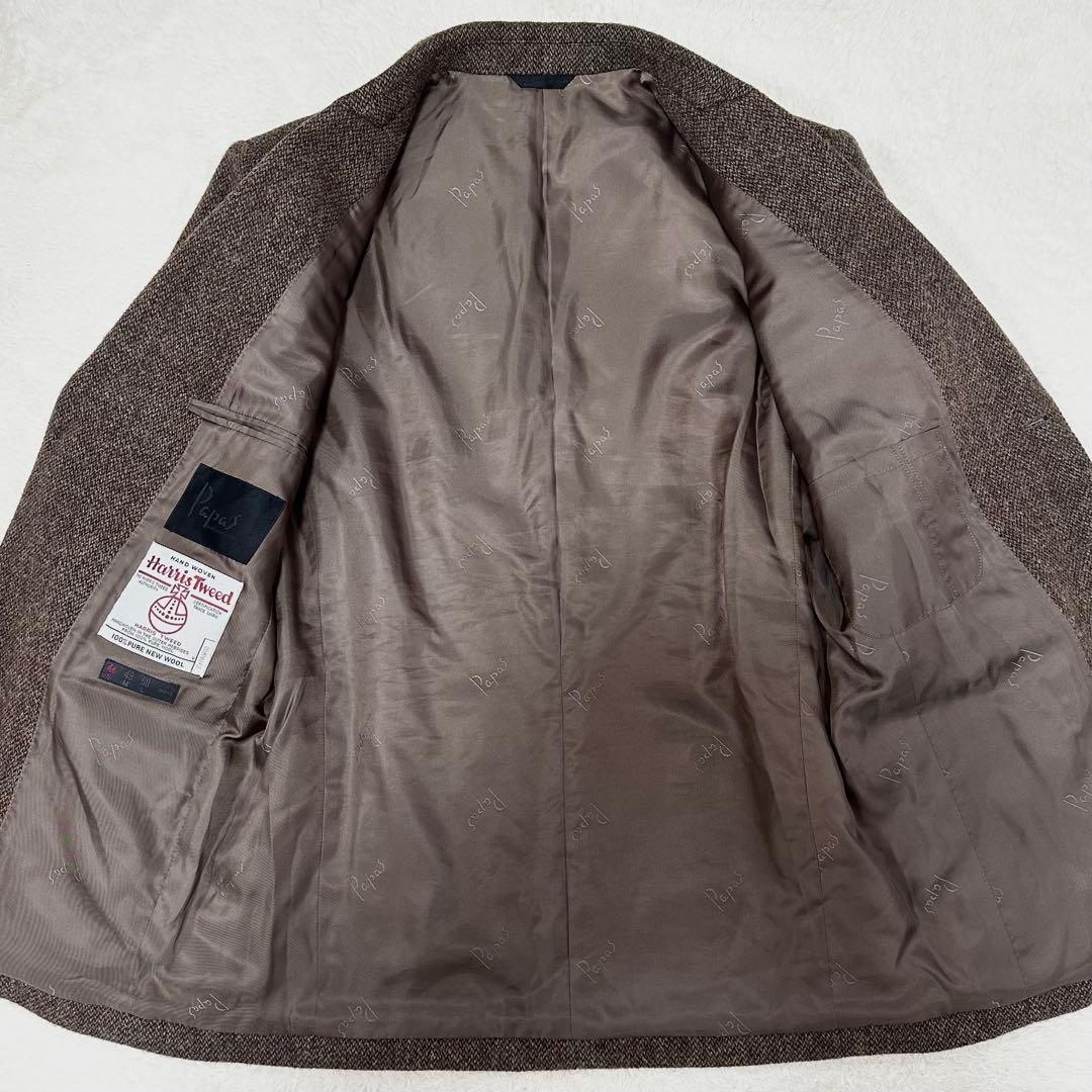 極美品✨パパス ハリスツイード テーラードジャケット ブラウン ツイード生地