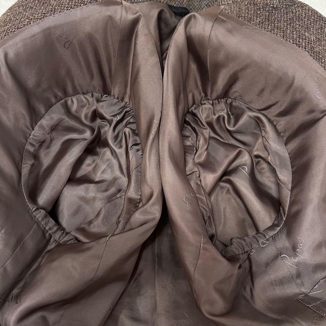 極美品✨パパス ハリスツイード テーラードジャケット ブラウン ツイード生地