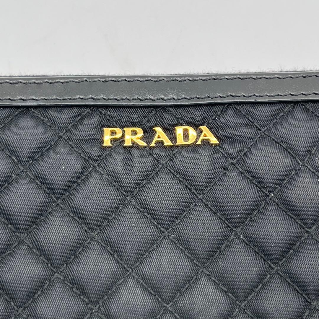 【極美品】PRADA 長財布　キルティング　ナイロン　レザー　ブラック
