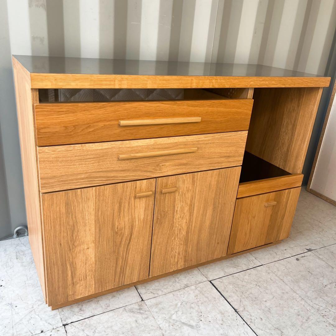 取付無料！東馬 大川家具 OCTA120 北欧風天然木キッチンカウンター