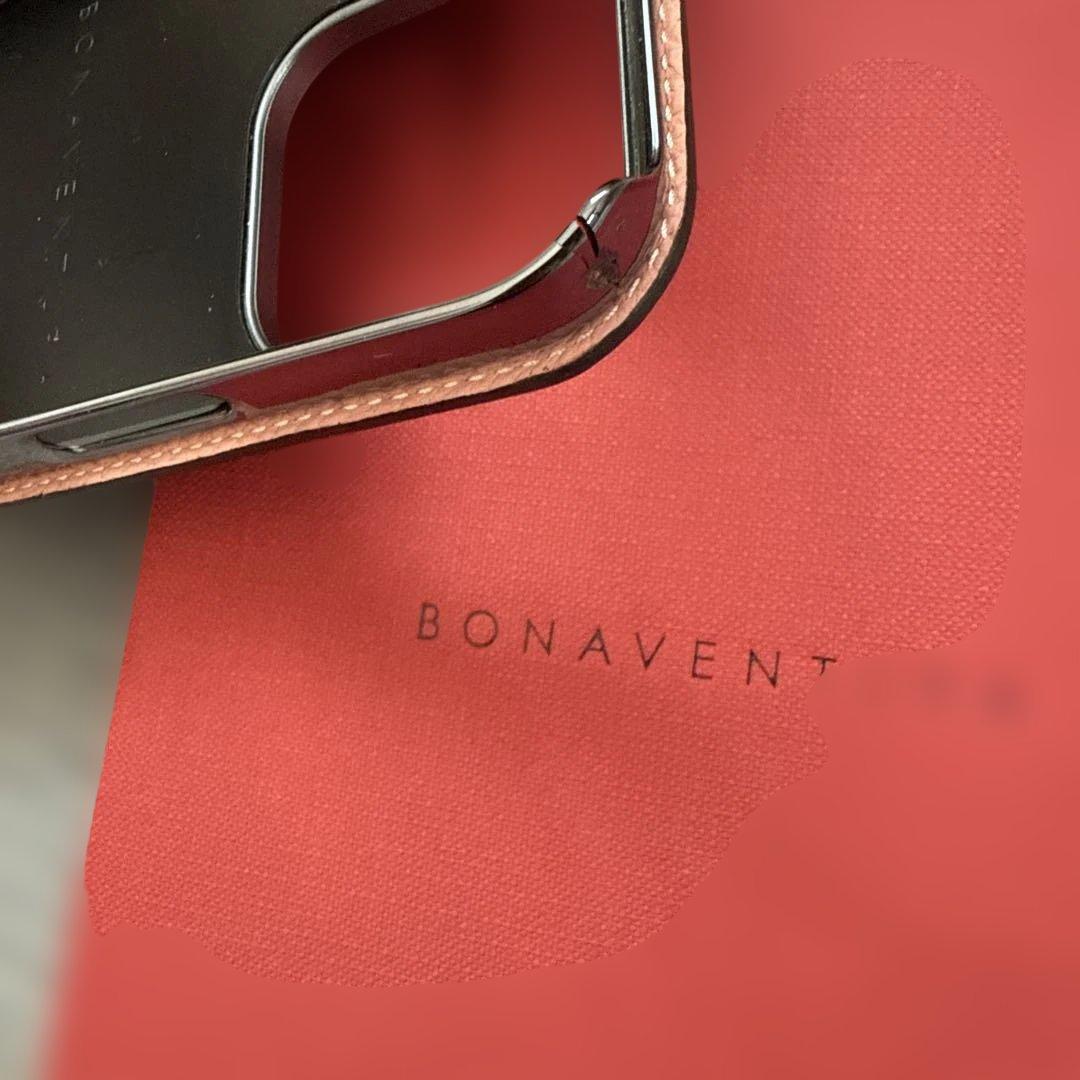 BONAVENTURA グレージュ×コーラル 手帳型ケース ボナベンチュラ
