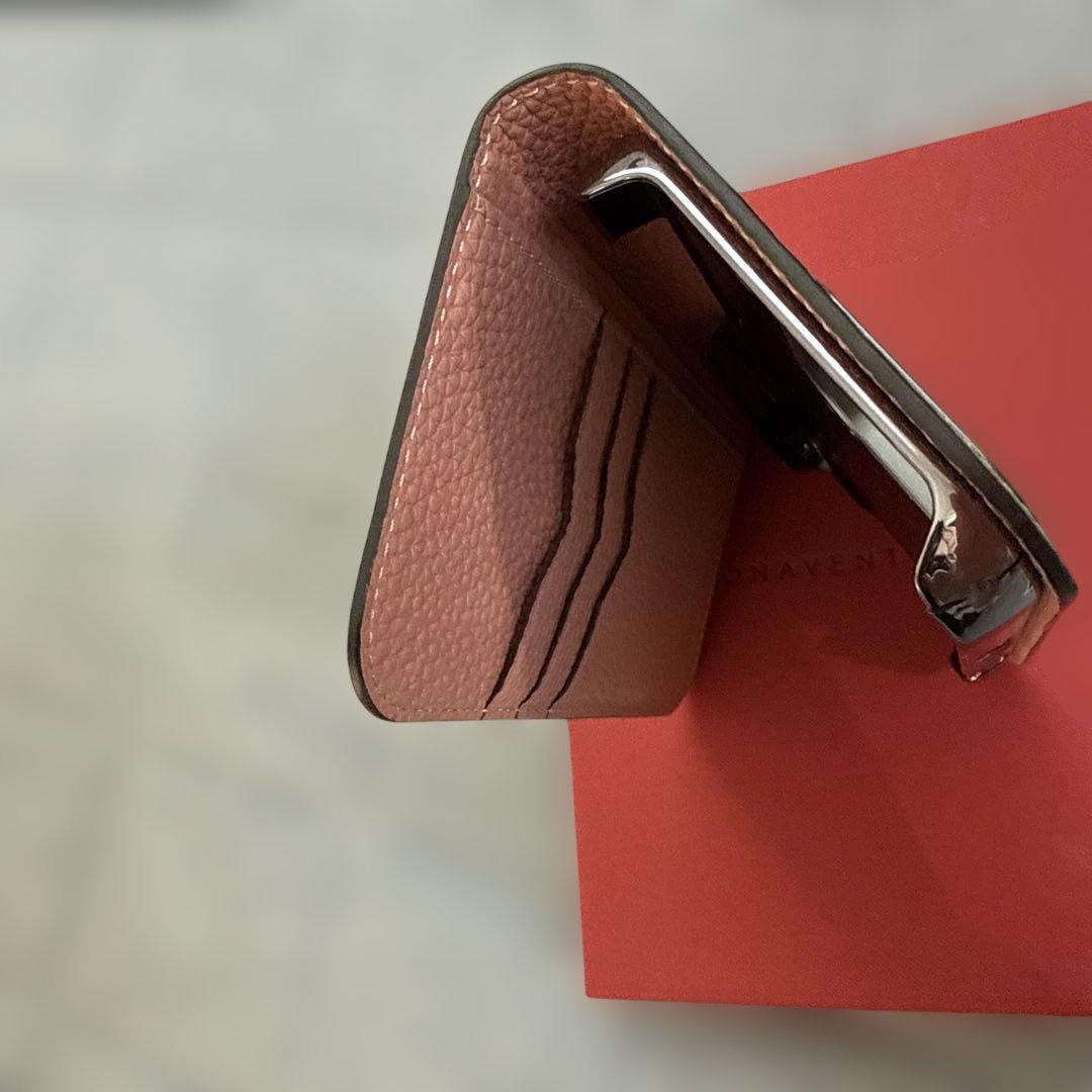 BONAVENTURA グレージュ×コーラル 手帳型ケース ボナベンチュラ