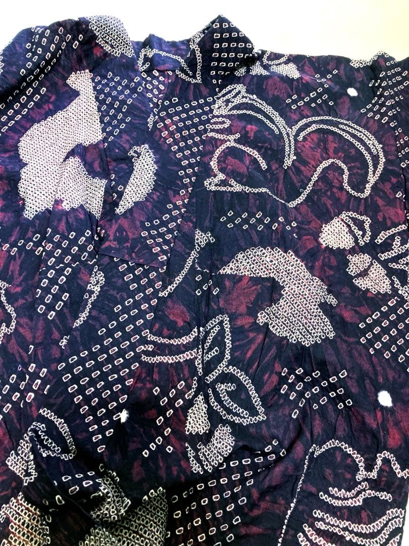 よしーさ　有松絞り　リスとどんぐり　レア柄　絞り浴衣