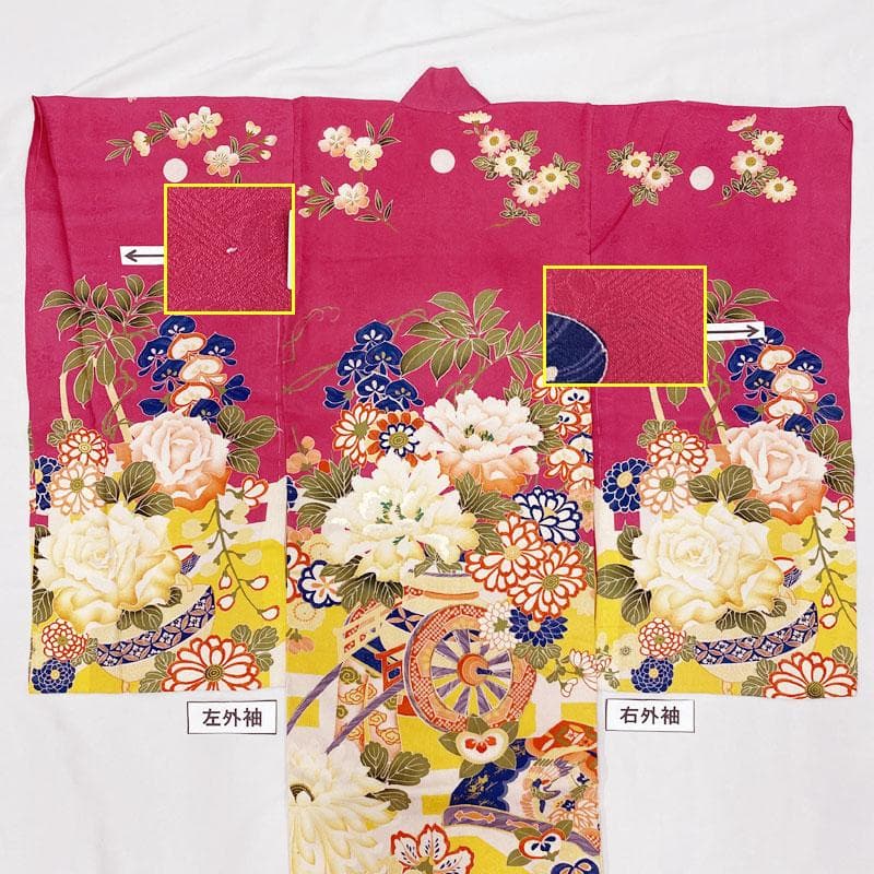 409ax42◎お宮参り 女児 アンティーク 祝い着 掛け着 産着 花車鞠◎