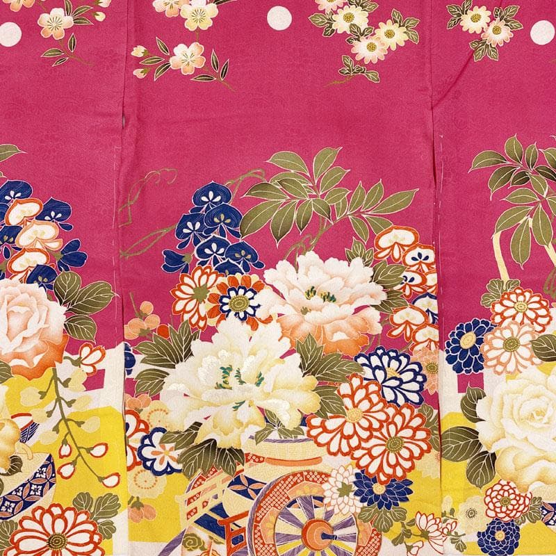 409ax42◎お宮参り 女児 アンティーク 祝い着 掛け着 産着 花車鞠◎