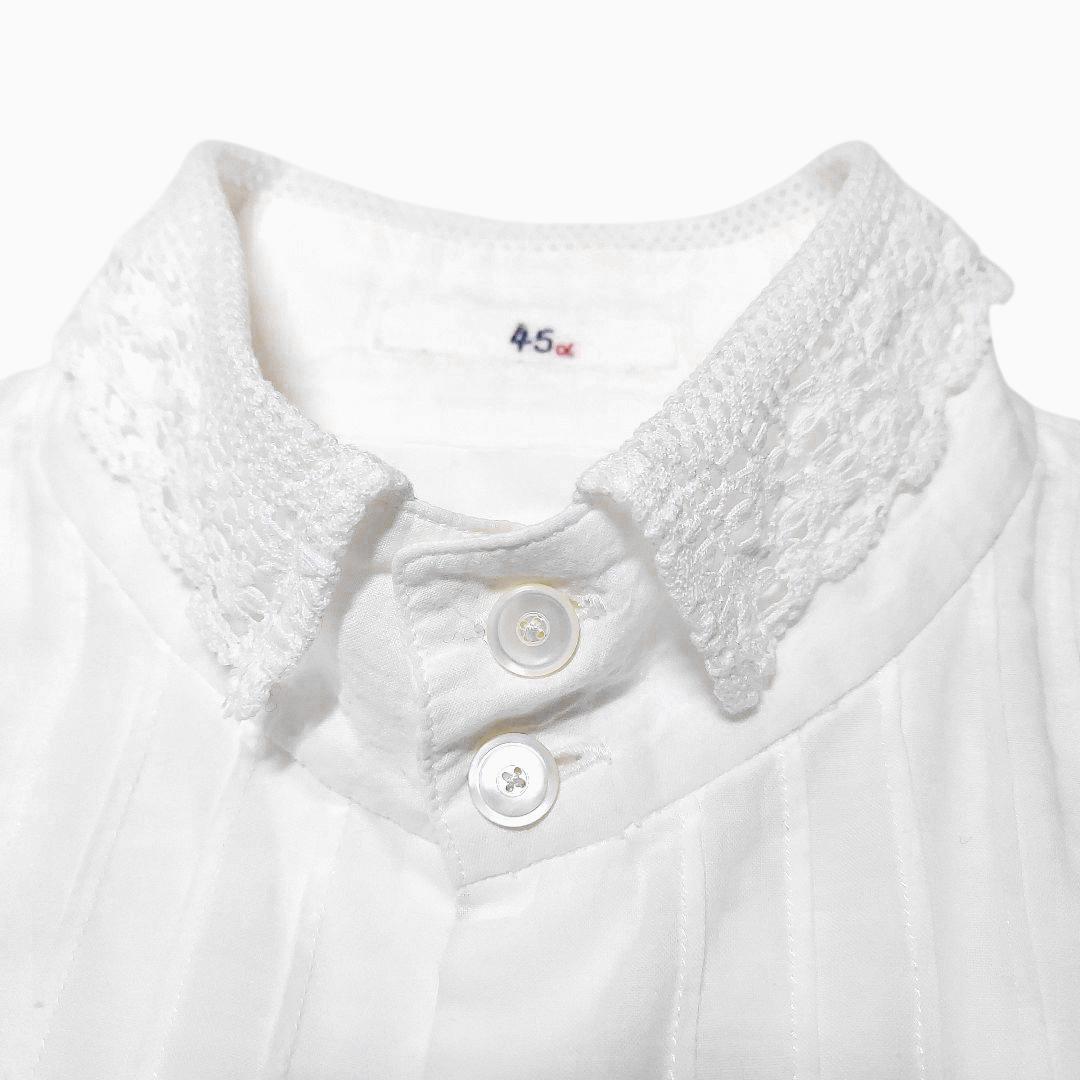45R✨45rpm インドカディコットン 繊細なレース襟 ピンタック ブラウス
