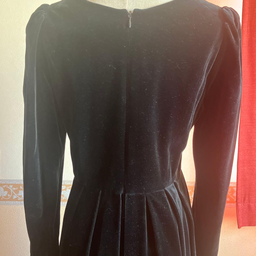 ローラアシュレイ　黒いベルベットロングワンピース　日本製　卒業式　入学式