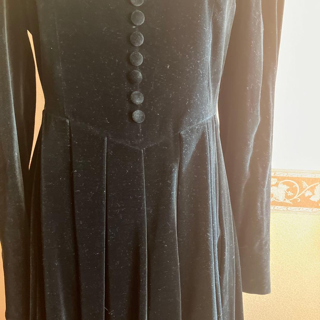 ローラアシュレイ　黒いベルベットロングワンピース　日本製　卒業式　入学式