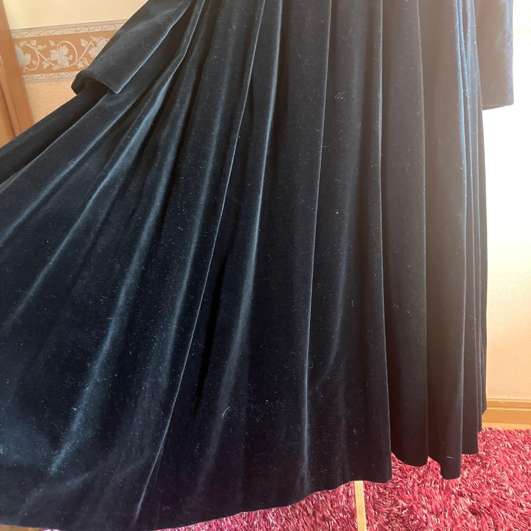 ローラアシュレイ　黒いベルベットロングワンピース　日本製　卒業式　入学式