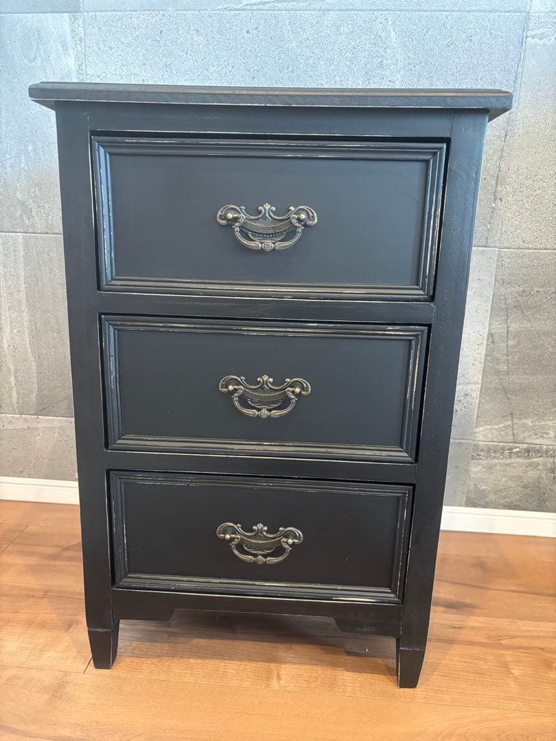 ブラック 3段チェスト