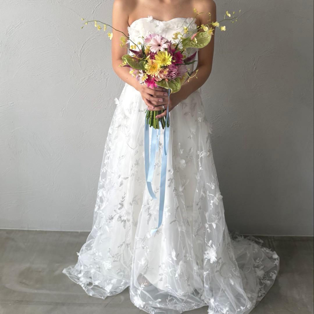 dressproduction 【W272】フラワーレースパフ スリーブドレス