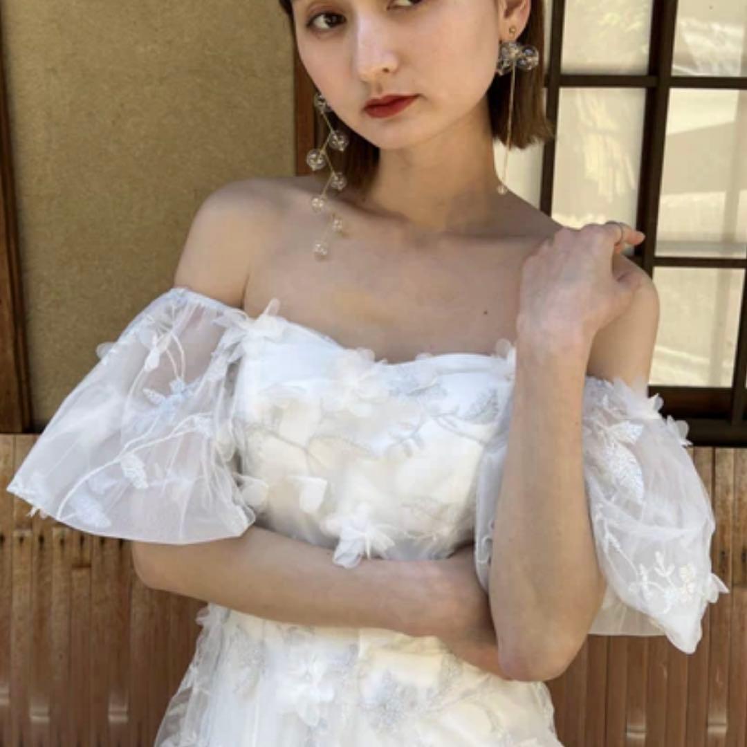 dressproduction 【W272】フラワーレースパフ スリーブドレス