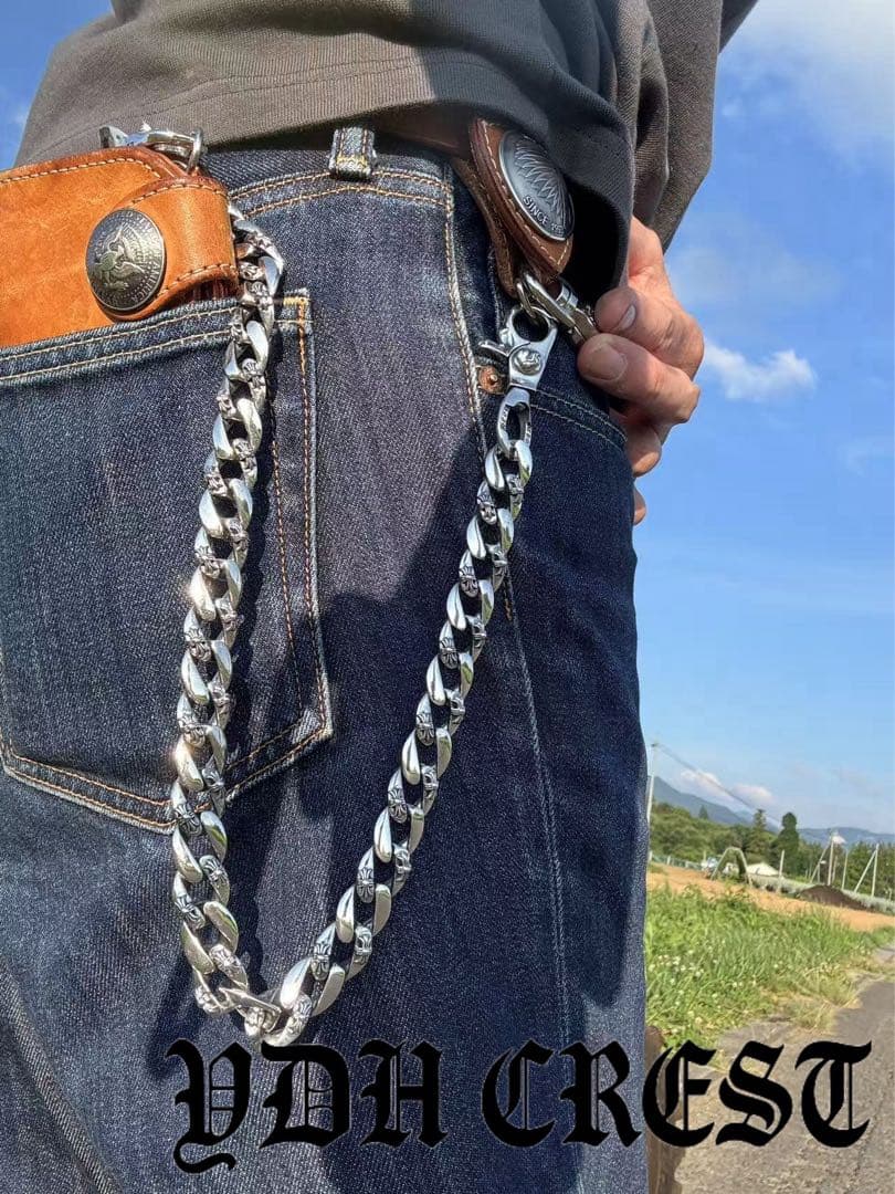 バイカー必須　ウォレット用プレーン　シルバーチェーン　TYPE1　QBKL