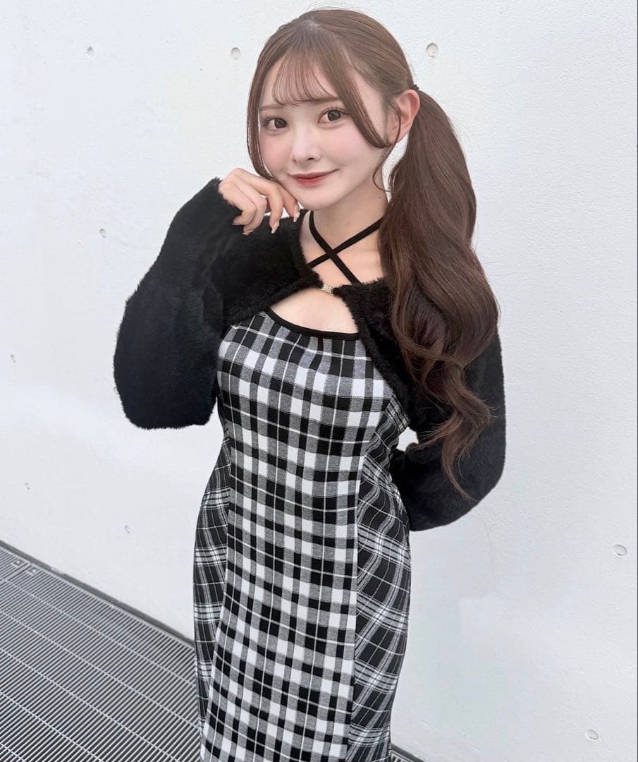 NOMAE onewayジャギーボレロロングチェックワンピース