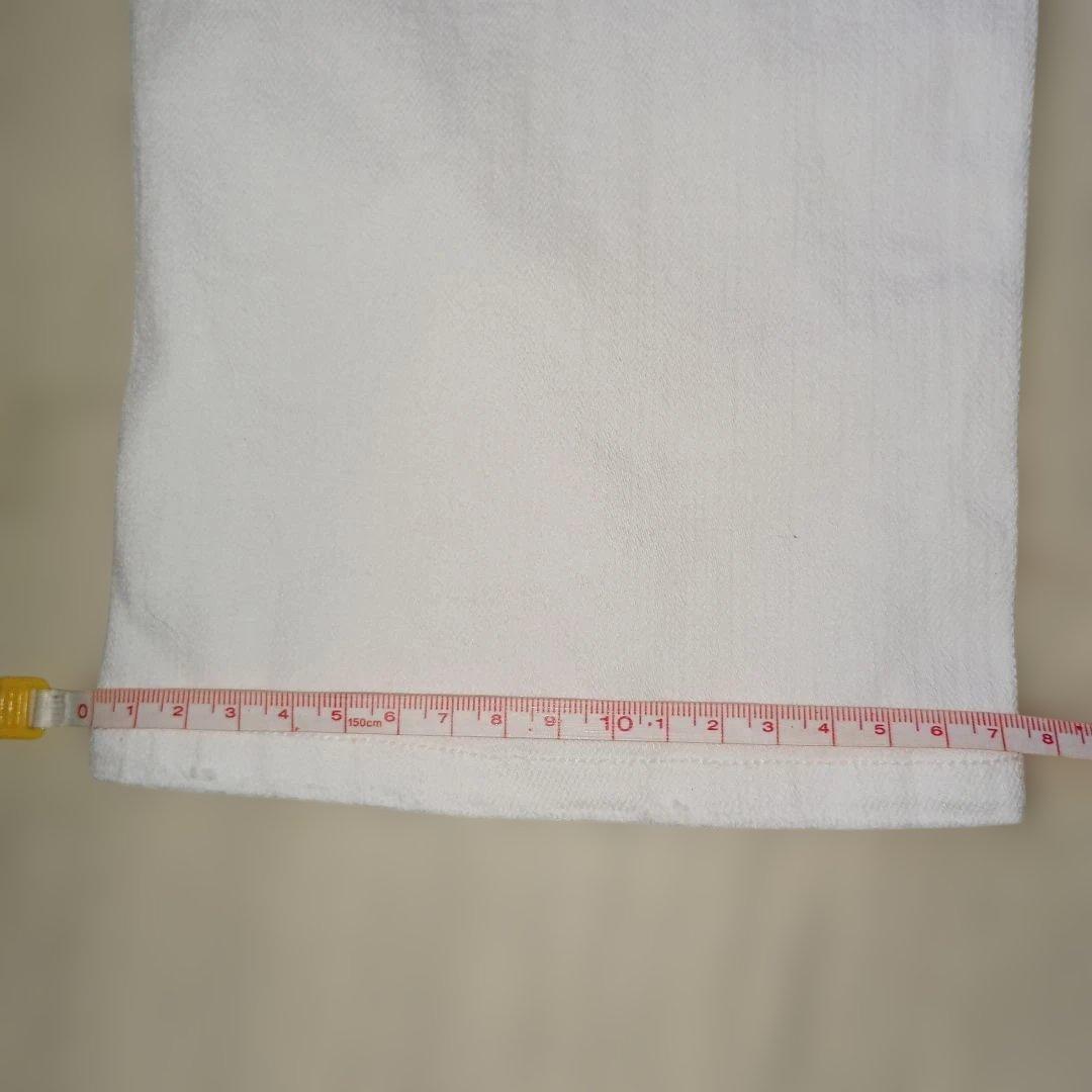 希少ホワイトスキニーデニム♪ウノピュー ダメージ加工♪刺繍ロゴ！ドローストリング