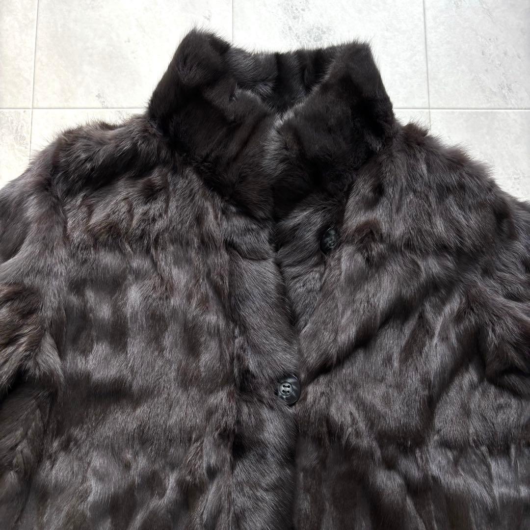 【豪華】バルマン ロシアンリス リバーシブルコート シルク グレージュ 15号