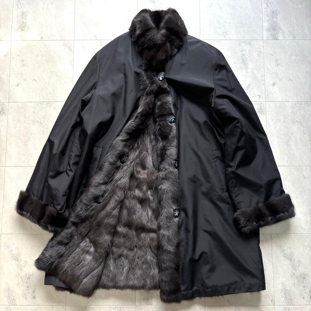 【豪華】バルマン ロシアンリス リバーシブルコート シルク グレージュ 15号